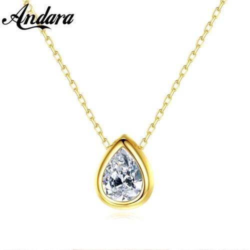 Genuine S925 Sterling Silver Necklace Delicate Micro-Inlaid Zircon Water Drop Pendant Necklace For Woman Jewelry Gift
