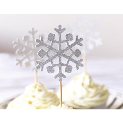 Personalised Snow Flake glitter Cupcake Toppers /custom Christmas snowflake glod cupcake topper /Christmas Party / food picks