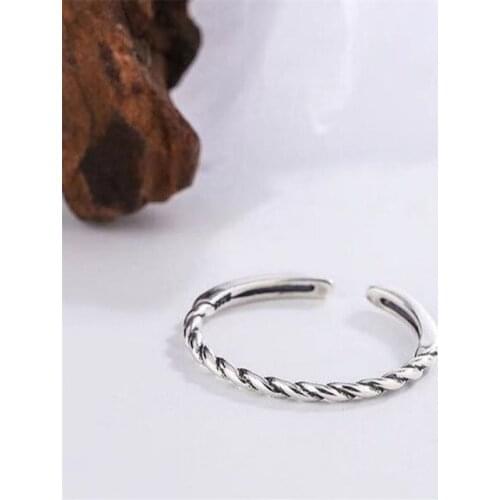 Retro Simple Twist Line Ring Silver Plated Opening Ring Charm Womens Daily Collocation Leisure Party Jewelry Dating Accessories