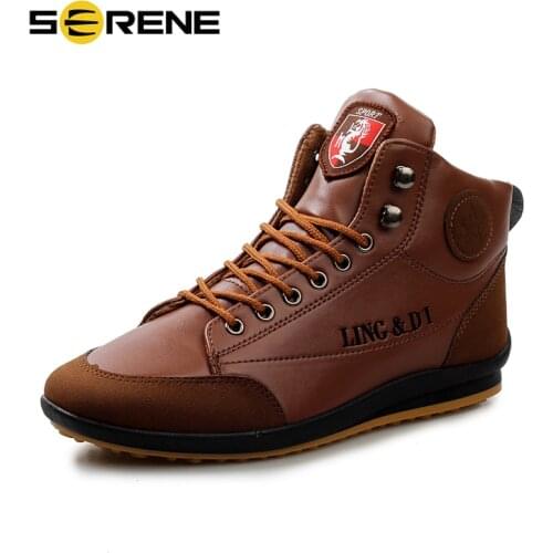 SERENE Brand Mens Winter Boots Man Drive Shoes Mens Ankle Leather Boot Men Male Sneakers Warm Quality Classic Casual Snow Bot