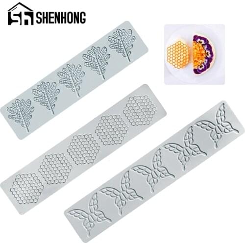 SHENHONG Butterfly Honeycomb Chocolate Sugar Craft Baking Tools Silicone Fondant Cake Molds 3 Types Lace Mat Dessert Decoration