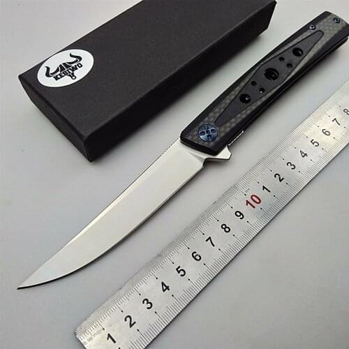 KESIWO D25 folding blade knife D2 pocket camping survival knives flipper carbon fiber tactical hunting fruit EDC portable tools