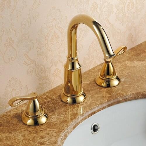 Top quality bathroom sink faucet cold hot two handle three hole basin mixer faucet Gold /Rose gold black