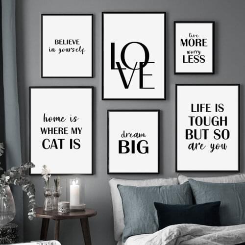 Modern Black Simple Motto Quote Canvas Painting Prints Wall Decorative Posters for Living Room Bedroom Home Decor Art Picture