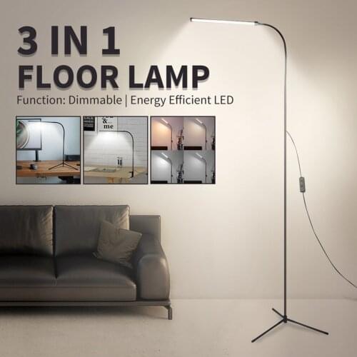 Modern Style Floor Stand Lamp Table Reading Light Slim LED Lighting Flexible Arm 4 Colors Dimmable Adjustable Head Tripod Based