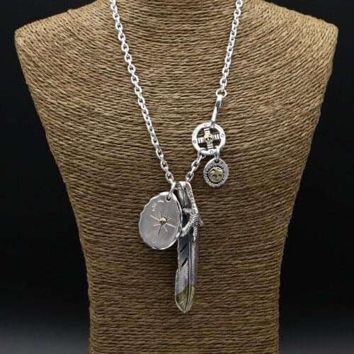 Starfield S925 Sterling Silver Jewelry Retro Thai Silver Takahashi Goro Eagle Feather Men Women Sweater Chain Vintage Style