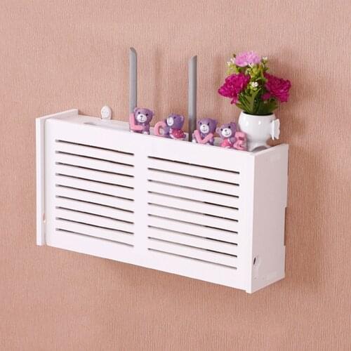 Wifi Router Storage Boxes Desktop Cable Power Plug Wire Wall Mounted Shelf Storage Rack Cable Organizer Wire Winder