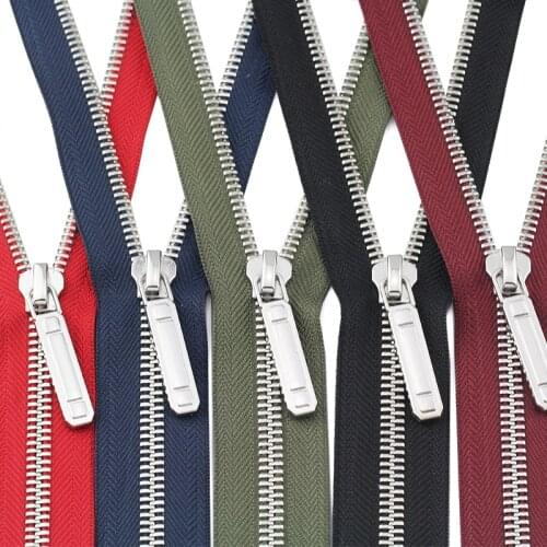 #8 60/70/80/90/100/120/150cm open-end auto lock metal copper platinum plating colorful Y Teeth zippers for clothes garment