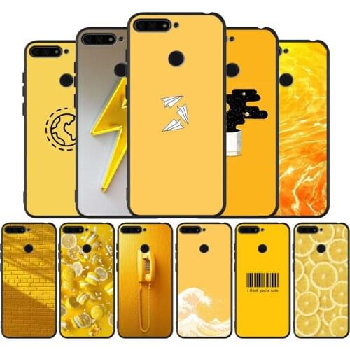 Yellow Aesthetic black Silicone Phone Case For Huawei honor 30 8 8X 9 10 10 Lite 20 Mate 10 20 30 Lite Pro cover