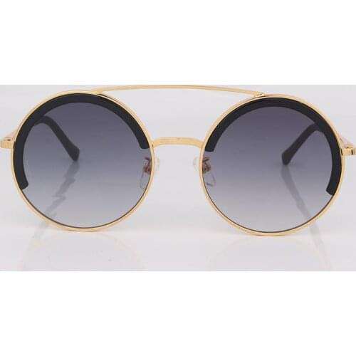 Round metal frame women sunglasses double bar