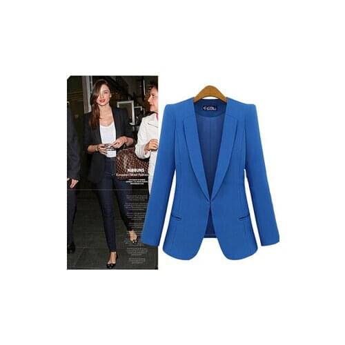 Women jacket fashion slim suit outerwear candy color one button coat 5 colors full size s m l xl Good quality