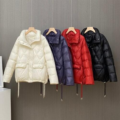 2021 Autumn And Winter Down Jacket Women fashion Thick Warm Long Sleeve Loose White duck down Coats Female