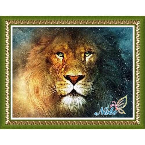 Animals lion photo beads pictures 0156R - Square diamond mosaic painting Diamond embroidery cross stitch