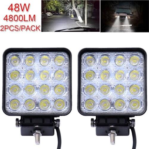 10Pcs/Lot 2X Square 48W LED Work Light 12V 24V Off Road Flood Spot Lamp Car Truck SUV 4WD