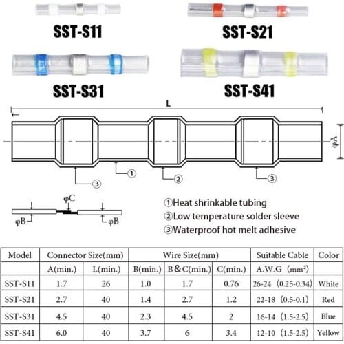10PCS Thermal Shrinkage Electrical Car Wires Connector Solder Extrusion Terminal