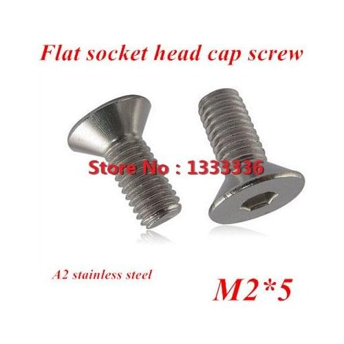 200pcs M2*5 DIN7991 Stainless steel Flat (Countersunk) Head Drive Hexagon Socket Cap Screw Bolt