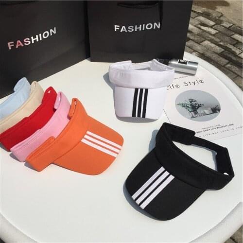 2021 Summer Cotton Sports Visors Striped Fashion Women Men Sun Visor Adjustable Snapback Caps Unisex Baseball cap without top