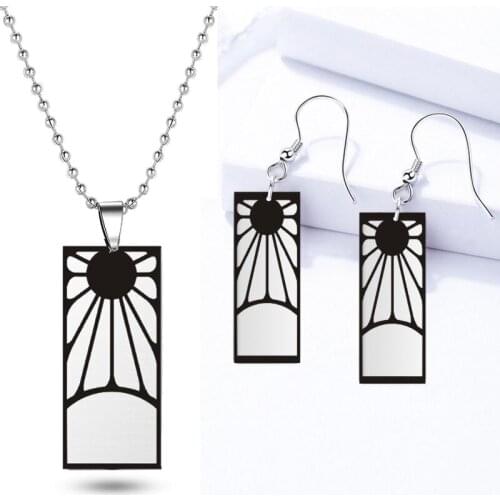 2021 Popular Japanese Animation Peripheral Demon Slayer Kamado Tanjirou Custom Necklace Cosplay Chain Earring for Men