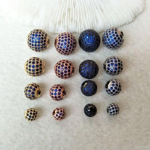 5 Pieces Micro pave royalblue CZ zircon crystal Connector round Beads for DIY Making Bracelet necklace Jewelry Finding BD319