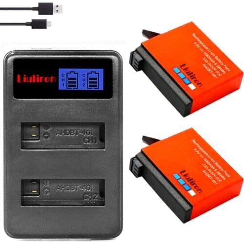 GoPro Hero4 Hero 4 battery + LCD dual charger for Gopro go pro HERO4 Black action camera accessory