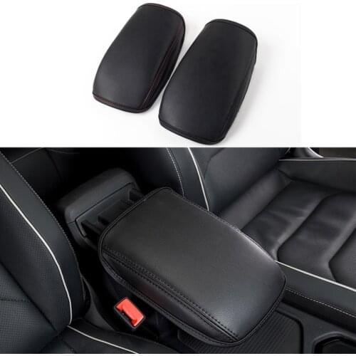 Car Central Armrest Organizer Storage Box Decoration Leather Case Cover For Volkswagen VW Tiguan MK2 2017 2018 2019 2020 2021