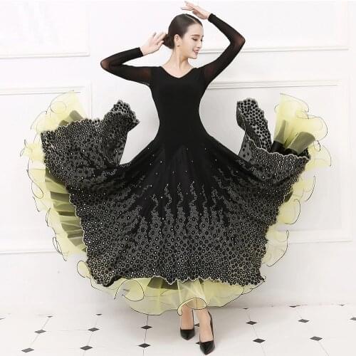 Dot ballroom dress standard dance dress plus size ballroom dance costume tango dress viennese waltz dress long foxtrot costume