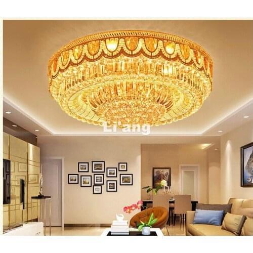 Free Shipping Modern Golden LED K9 Crystal Lighting Ceiling Lamp D80cm Modern Light Bedroom Lamp Remote Controller Ceiling Light