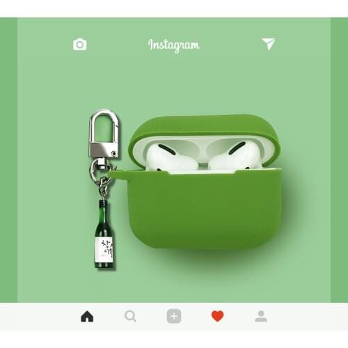 Shell For AirPods Pro 3 Wine Bottle Key Chains Earphone Case Bluetooth Headset Case For Apple AirPods Charger Box Protect Cover