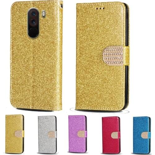 Luxury Glitter Diamond Flip Leather Wallet Phone Case For Xiaomi PocoPhone Poco F1 Phone stand function cover with card slot