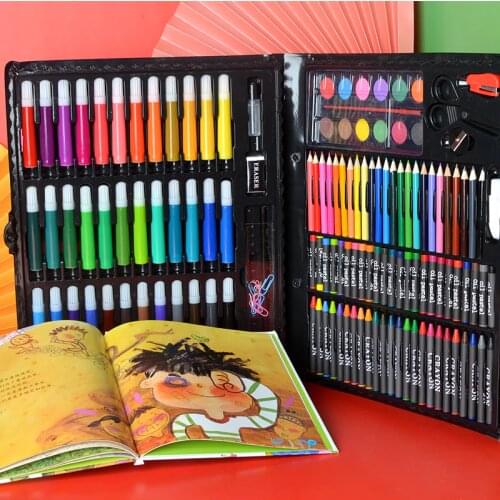 150 Pcs Kids Art Set Children Drawing Set Water Color Pen Crayon Oil Pastel Painting Drawing Tool Art Supplies Stationery Set