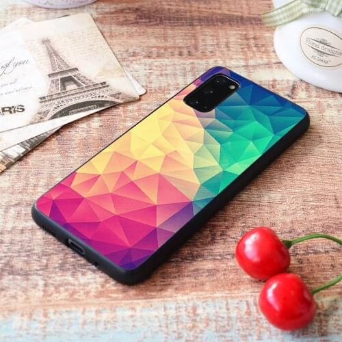 For Samsung Galaxy Abstract Polygon Multi Color Cubism Low Poly Triangle Design soft TPU border Samsung Galaxy Case