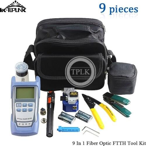 Hot Sale 9 In 1 Fiber Optic FTTH Tool Kit With Optical Power Meter 10km Visual Fault Locator SKL-8A Fiber Cleaver Fiber Stripper