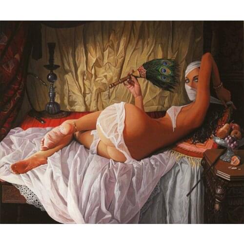 Contemporary Art Painting Sexy Woman Oil Painting on Canvas Odalisque Adrian Borda Oil Reproductions Unframed Impressionist