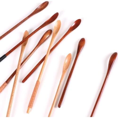 Long Handle Coffee Spoon Natural Creative Solid Wood Tableware Stir Stick Milk Tea Milk Honey Wooden Spoon Kitchen Tools