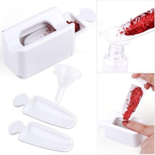 Nail Powder Recycle Box Double Layer French Recycled Powder Storage Box Collection Container Manicure Glitter Portable Nail Tool