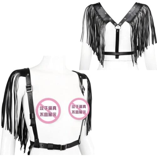 Leather Bondage Shoulder Chest Harness Straps Waist Belt Sexy Tassel Lingerie Club Costume Fetish Role Play Props Unisex Sex Toy