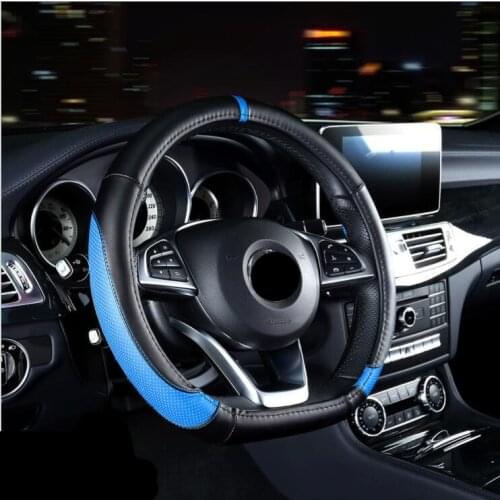 Fashion D Shape Leather Car Steering Wheel Cover Four Seasons Steering Wheel Hubs For Kia VW BMW Honda Interior Accessories