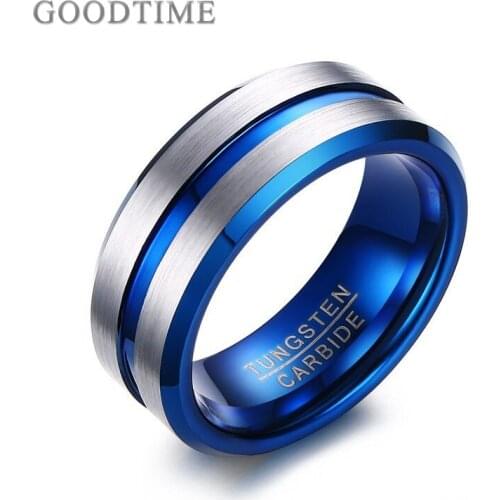 Fashion Tungsten Carbide Rings For Men Blue Bands Engagement Ring Tungsten Mens Ring For Party Decoration Jewelry Accessoeries