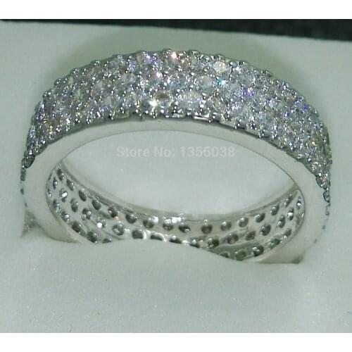 Fashion Jewelry Engagement Jewellery Gem cz 5A Zircon stone 10KT White Gold Filled Wedding Band Ring Sz 5-10 Free shipping