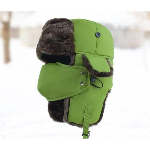 Mens Winter Ushanka Cotton Cap Mens Winter Korean-style-Mens Hat Winter Earmuffs Hat Thick Warm Hat