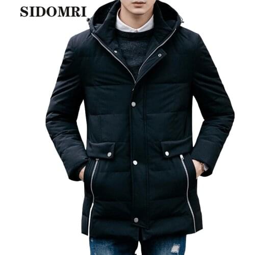 Down jacket for men 80% white duck down medium and long style slim and thick coat for men new style high qualiaty