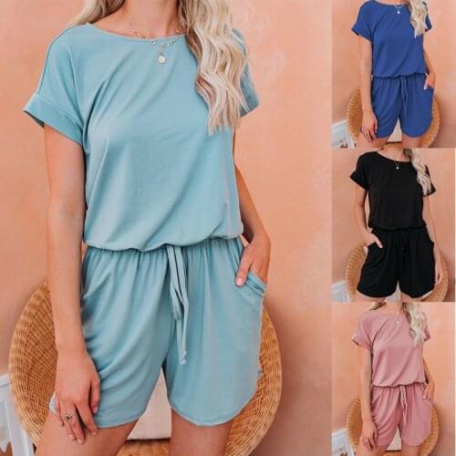 Summer Spring Bodysuit Women Clothing New Lace-up Back Leisure 2021 Fashion Clothes Female Conjoined At The Short Sleeve Shorts