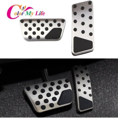 Color My Life Stainless Steel Accelerator Car Pedal Brake Pedals AT Pedal Pads Cover for Jeep Wrangler JK 2007- 2017 Accessories