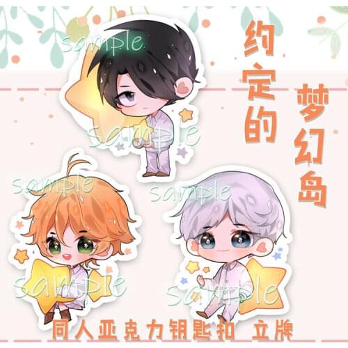 New Anime Yakusoku no The Promised Neverland Emma Norman Ray Keychain Stand Charms