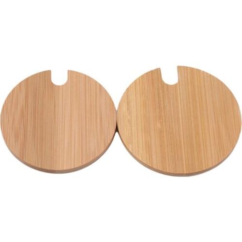 Wholesale Bamboo Cup Jar Storage Canning Lids Drinking Mug Covers Reusable Seal Ring Pine Wooden Lid Caps For Glass Ceramic Mugs