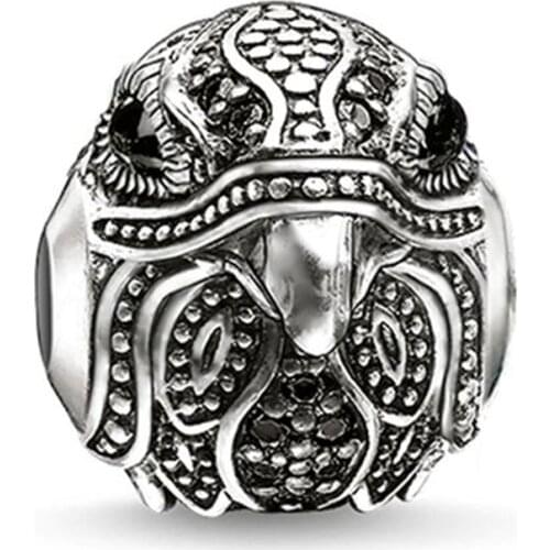 Silver Plated Black CZ Eagle Hawk Falcon Beads, Fashion Thomas Style DIY Beads for Ts Jewelry Making Fit Bracelets for Women Men