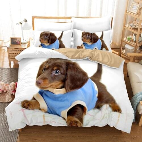 Dropshipping SINGLE only 1 Pillowcase Queen Size Bedding For Boys Duvet Cover Set Bedding Dog N042 Animal Cartoon Christmas Gife