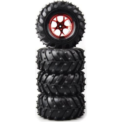 RC 4Pcs/Set Rubber Tyre & Wheel Rim For HSP HPI 1/10 Bigfoot Monster Truck Car 12mm Hex
