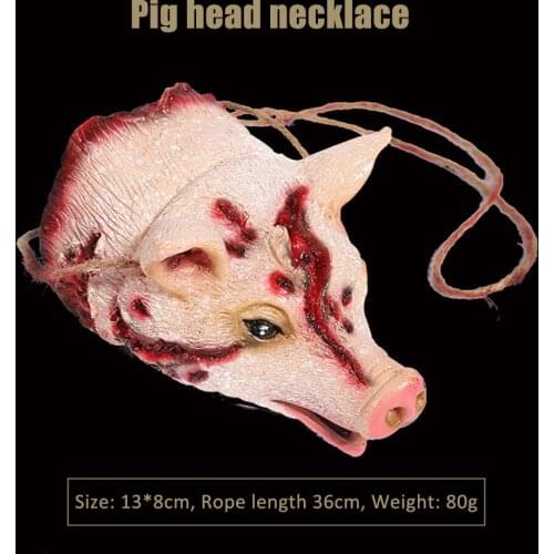 Lifelike Hanging Scary Fear Pig Head Halloween Pendant 1PCS Plastic Horror Halloween Party Decorations for Home Terror Scary