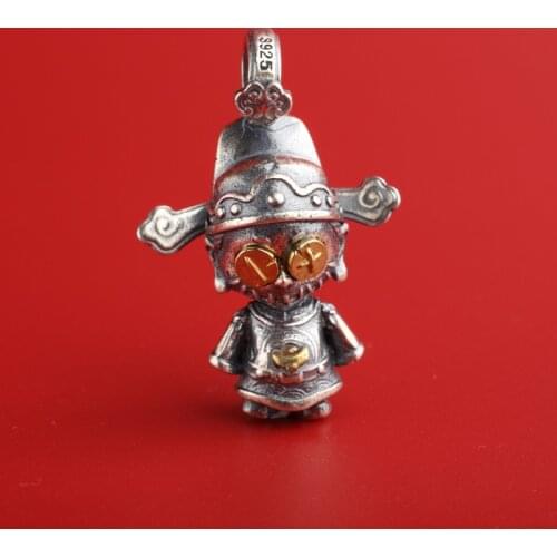 S925 Silver Fortuna Doll Pendant Men and Women Personality Retro Fashion Witch Funny Thai Silver Doll Cute Pendant